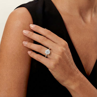 6 Prong Pavé Round Cut Engagement Ring - Beyon Diamond