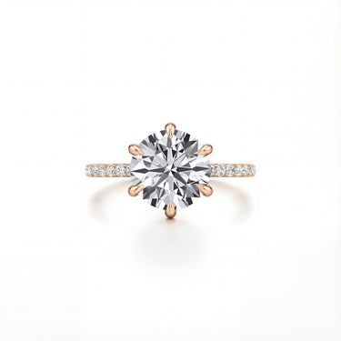 6 Prong Pavé Round Cut Engagement Ring - Beyon Diamond