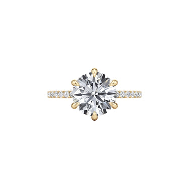 6 Prong Pavé Round Cut Engagement Ring - Beyon Diamond
