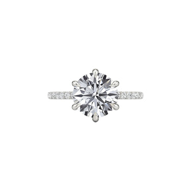 6 Prong Pavé Round Cut Engagement Ring - Beyon Diamond