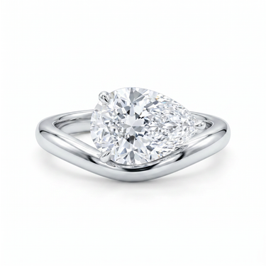 Pear Cut Lab Grown Diamond East West Engagement Ring