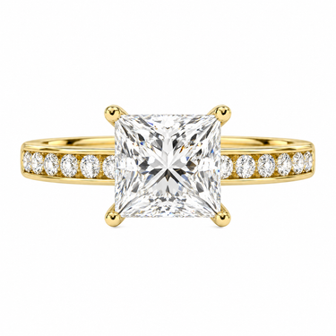 Channel Setting Pavé Engagement Ring Princess Cut