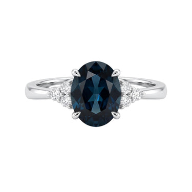 Oval Teal Sapphire Three Stone Engagement Ring