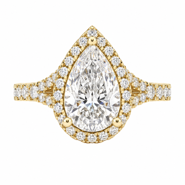 Vintage Halo Pavé Pear Cut Diamond Ring