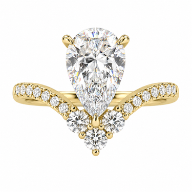 Crown Pavé Engagement Ring Pear Cut