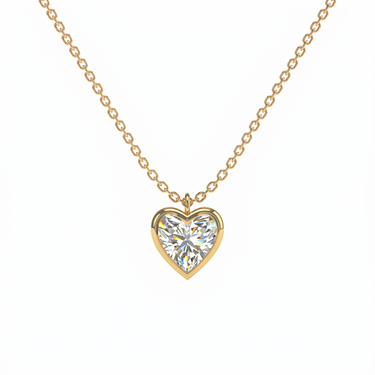 Bezel Heart Solitaire Diamond Pendant Necklace