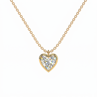 Bezel Heart Solitaire Diamond Pendant Necklace