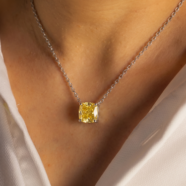 Fancy Yellow Cushion Diamond Necklace