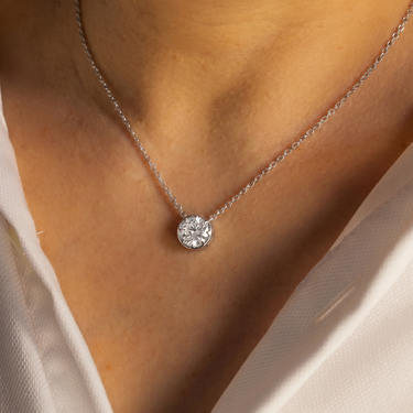 Vintage Bezel Setting Round Cut Diamond Necklace