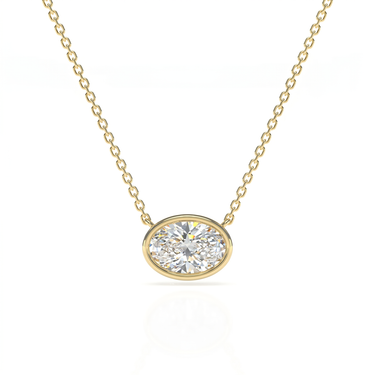 East West Bezel Oval Diamond Solitaire Necklace