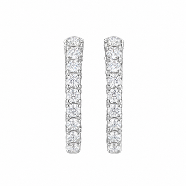 Full Pave Round Diamond Huggie Hoop Earrings