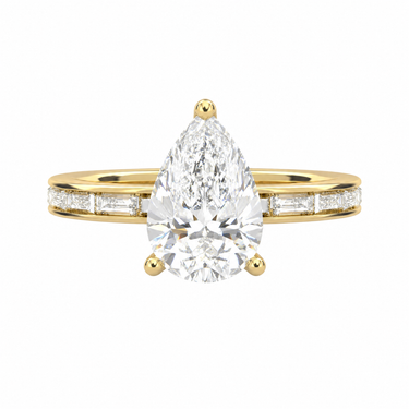Channel Setting Baguette Pavé Engagement Ring Pear Cut
