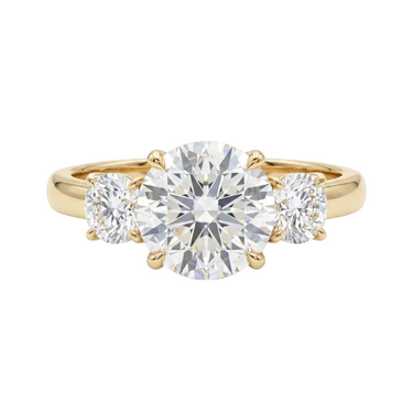 Round Cut Three Stone Round Side Stones Diamond Engagement Ring