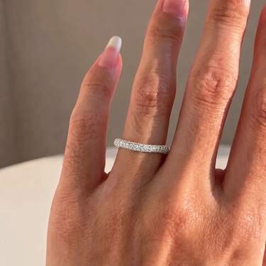 Curved Pavé Diamond Contour Wedding Band