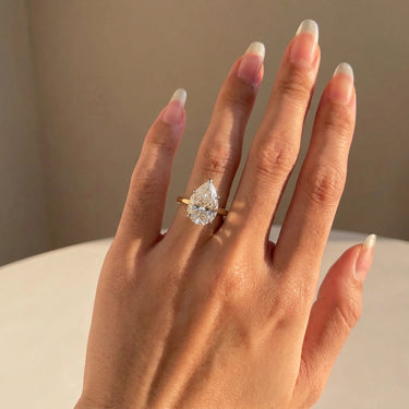 5 Prong Solitaire Pear Cut Diamond Engagement Ring