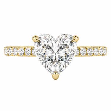 Prong Pavé Solitaire Heart Cut Diamond Ring