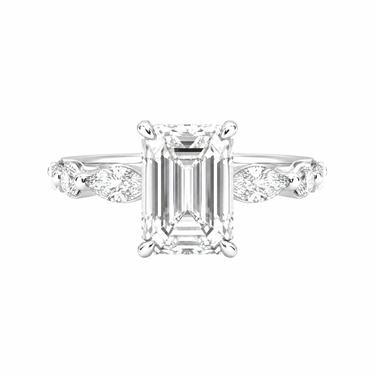 Emerald Cut With Marquise Side Stone Diamond Ring