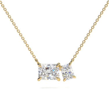 1.5 CTW Toi Et Moi Radiant Cut Diamond Necklace