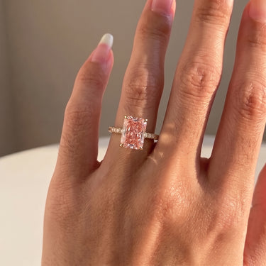 Pink Radiant Diamond Pavé Engagement Ring