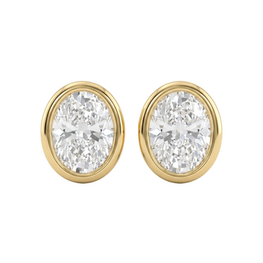 Solitaire Oval Diamond Earring in Bezel Setting