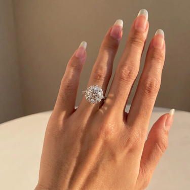 Round Cut Floral Halo Diamond Engagement Ring