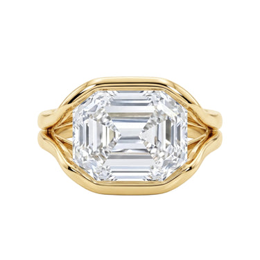 Emerald Cut Diamond Half Bezel Engagement Ring