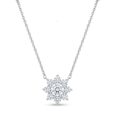Sunflower Diamond Cluster Pendant Necklace