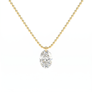 Drilled Oval Cut Diamond Beam Chain Necklace
