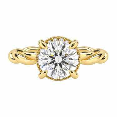 Solitaire Floral Twisted Engagement Ring Round Cut