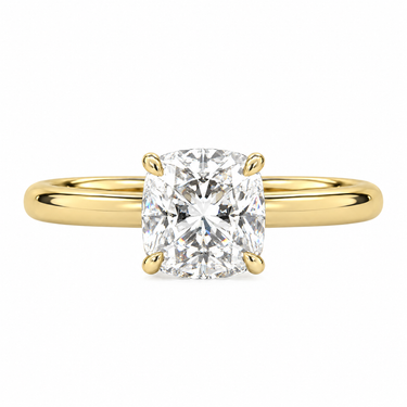 Hidden Halo Solitaire Cushion Cut Diamond Ring