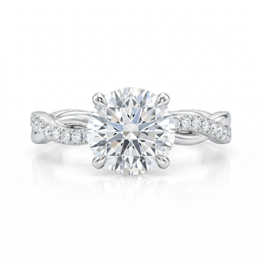Twisted Side Stone Solitaire Round Cut Diamond Engagement Ring