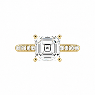 Vintage Pavé Hidden Halo Asscher Cut Diamond Ring