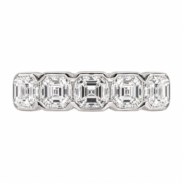 Half Bezel Asscher Cut Diamond Five Stone Wedding Band
