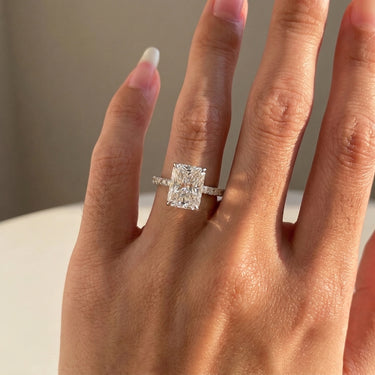 Prong Pavé Solitaire Radiant Cut Diamond Engagement Ring