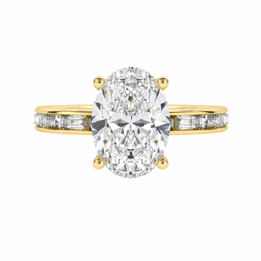 Channel Setting Baguette Pavé Engagement Ring Oval Cut