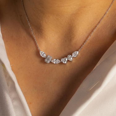 Mixed Shape Diamond Bar Necklace