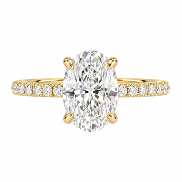 Prong Pavé Solitaire Oval Cut Diamond Ring