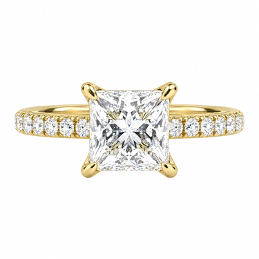 Prong Pavé Solitaire Princess Cut Diamond Ring