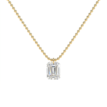 Drilled Emerald Cut Diamond Beam Chain Necklace