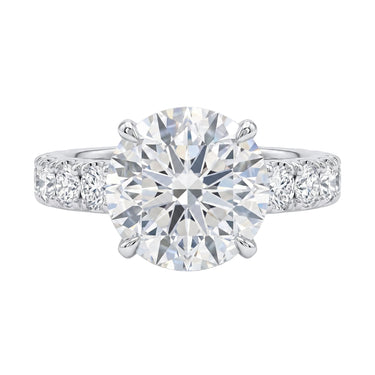 Round Cut Diamond Ring With Wide Pavé Band