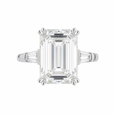 Emerald Cut 8 Prong Three Stone Diamond Engagement Ring
