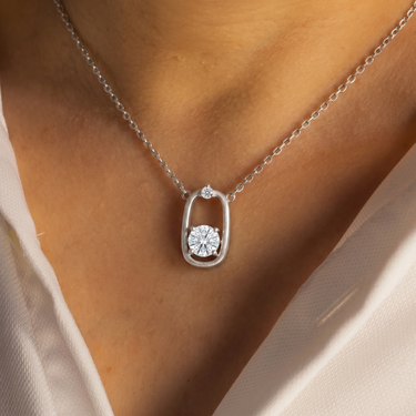 Diamond Safety Pin Pendant Necklace