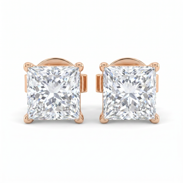 Solitaire Princess Diamond Earring in Four Prong Setting