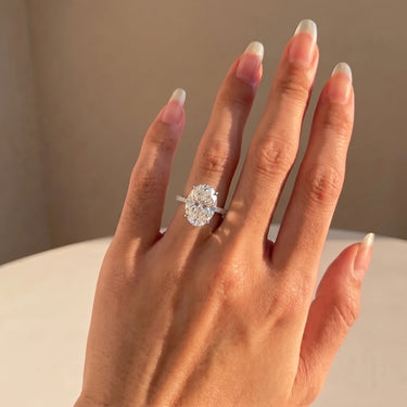 4 Prong Pavé Solitaire Oval Cut Diamond Ring