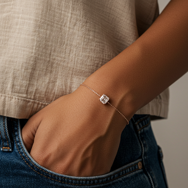 Solitaire Asscher Cut Diamond Bracelet - Le Bezel 