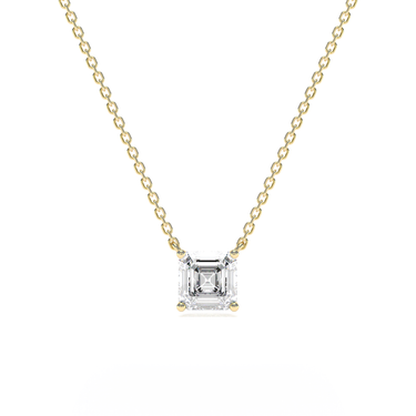 Asscher Diamond Solitaire Necklace - Le Bezel 