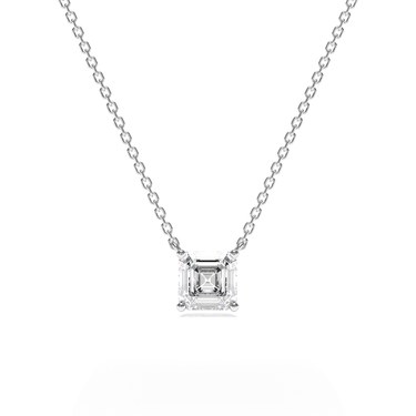 Asscher Diamond Solitaire Necklace - Le Bezel 
