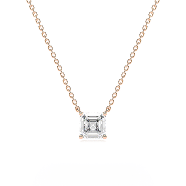 Asscher Diamond Solitaire Necklace - Le Bezel 