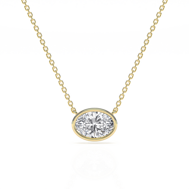 Bezel Oval Diamond Solitaire Necklace - Le Bezel 