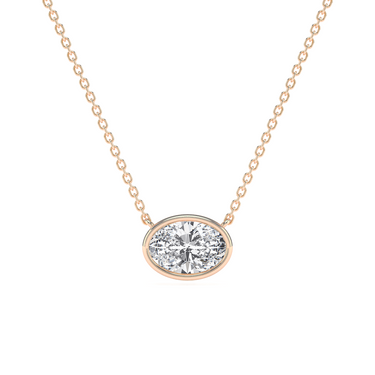 Bezel Oval Diamond Solitaire Necklace - Le Bezel 